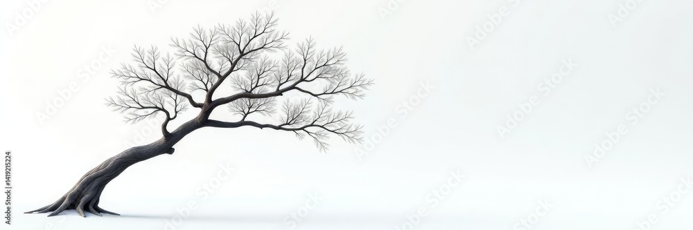 Fototapeta premium Single isolated branch with smooth gray trunk, branches, tree, element
