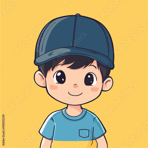cute Actress boy mascot pfp cartoon no details solid background bright
