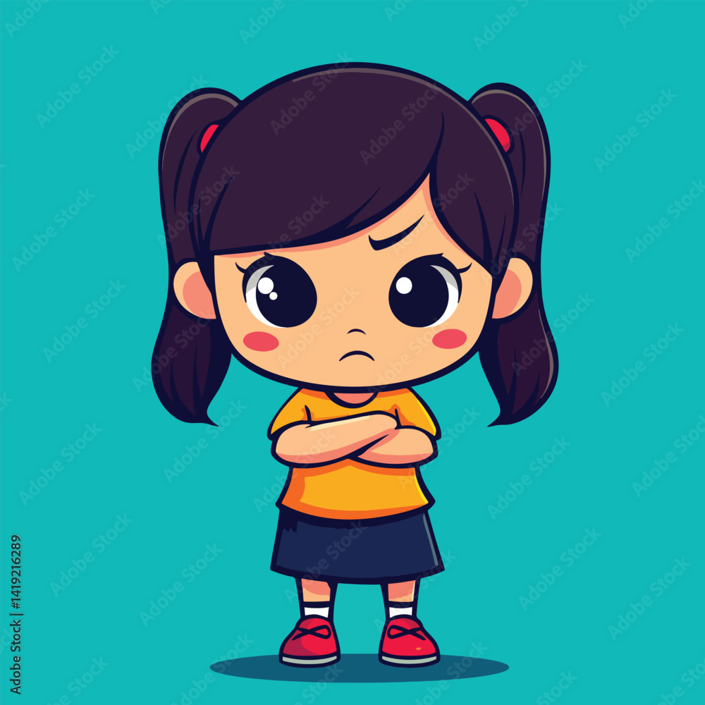 cute afraid girl mascot pfp cartoon no details solid background bright cute afraid girl mascot pfp cartoon no details solid background bright