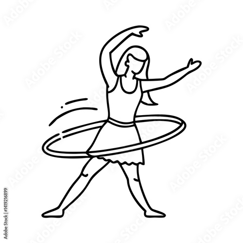 hula hoop dancer icon, hula hoop dancer line art - simple line art of hula hoop dancer, perfect for hula hoop dancer logos and icons