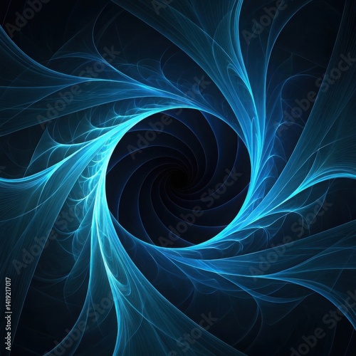 Blue Fractal Spiral with Radiant Light Energy Pattern