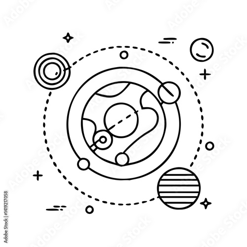 interstellar map icon, interstellar map line art - simple line art of interstellar map, perfect for interstellar map logos and icons