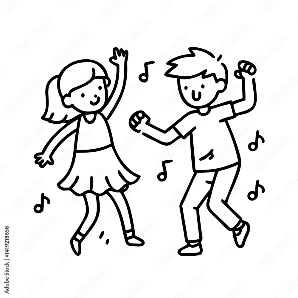 kids dancing icon, kids dancing line art - simple line art of kids dancing, perfect for kids dancing logos and icons kids dancing icon, kids dancing line art - simple line art of kids dancing, perfect for kids dancing logos and icons