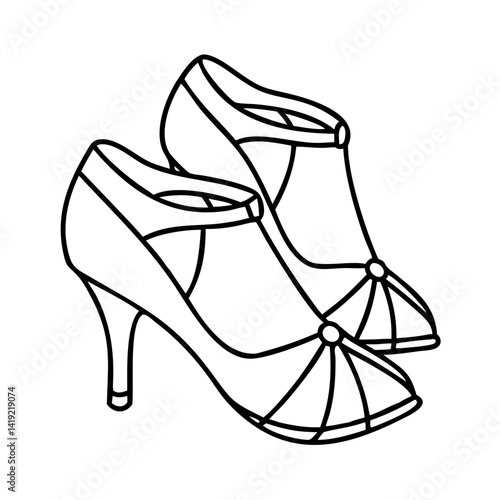latin dance shoes icon, latin dance shoes line art - simple line art of latin dance shoes, perfect for latin dance shoes logos and icons