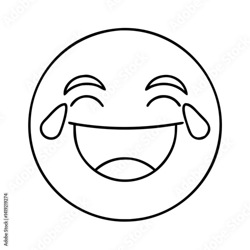 laughing face with tears icon, laughing face with tears line art - simple line art of laughing face with tears, perfect for laughing face with tears logos and icons
