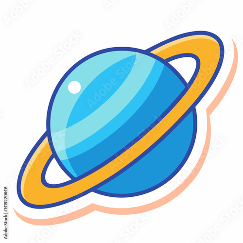 Saturn planet sticker featuring its iconic rings and vibrant colors on a white background.
