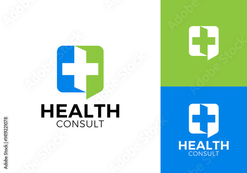 simple health chat consult logo vector design concept