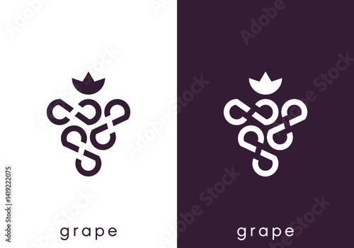 simple creative grape logo design vector	
