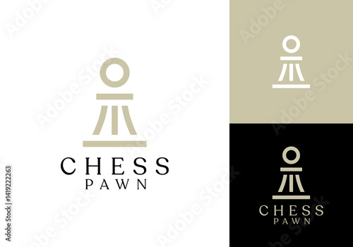 modern chess pawn line art logo vector design