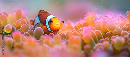 Clownfish in Coral Reef, Underwater, Vibrant Colors, Nature Photography, Peaceful Scene, Use for Stock Photo, Greeting Card