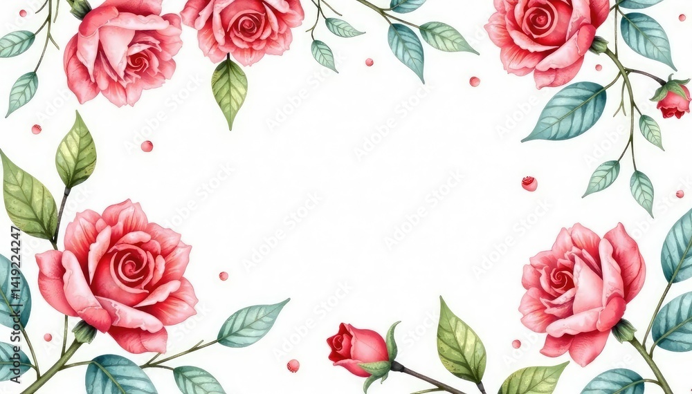 custom made wallpaper toronto digitalDelicate watercolor roses & leaves, repeating pattern, design, botanical, rose