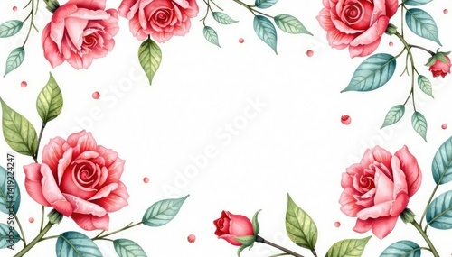 Wallpaper Mural Delicate watercolor roses & leaves, repeating pattern, design, botanical, rose Torontodigital.ca