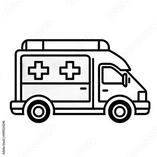 Wallpaper Mural An emergency medical service ambulance parked on a city street, ready to respond to emergencies, with urban buildings in the background , isolated on white or transparent png Torontodigital.ca