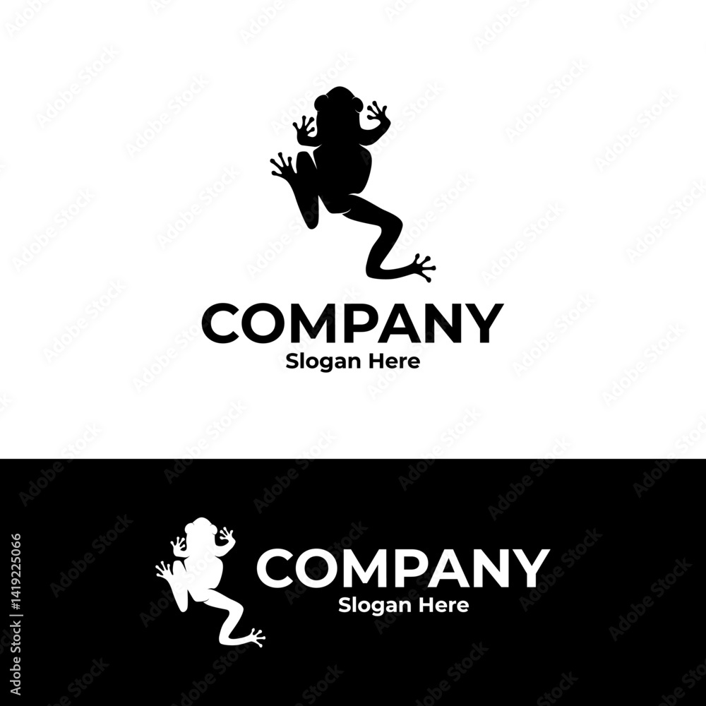 Fototapeta premium frog silhouette logo vector design