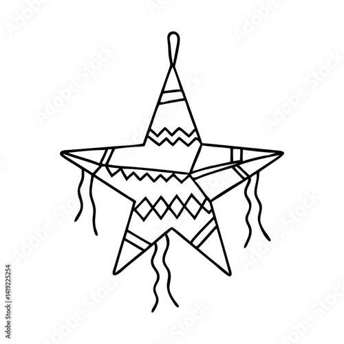 mexican star pinata icon, mexican star pinata line art - simple line art of mexican star pinata, perfect for mexican star pinata logos and icons