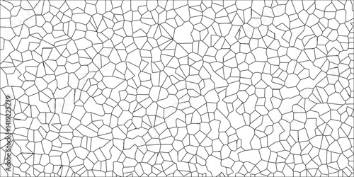 Cream Broken tiles mosaic seamless pattern. cement stone road icon, slab tile, mosaic tile. Black & white broken quartz stained glass background. Cement kitchen decor & white marble bath floor.	