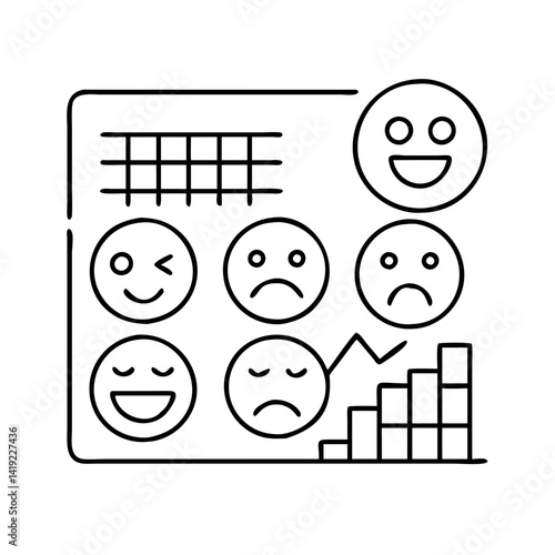 mood tracker chart icon, mood tracker chart line art - simple line art of mood tracker chart, perfect for mood tracker chart logos and icons
