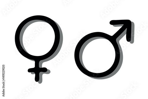 Hand drawn female and male gender identity icon Symbol used to represent sex and gender