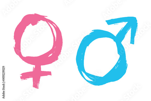 Hand drawn female and male gender identity icon Symbol used to represent sex and gender