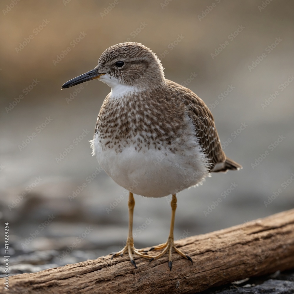 Sandpiper bird on piece of wood Sandpiper bird on piece of wood