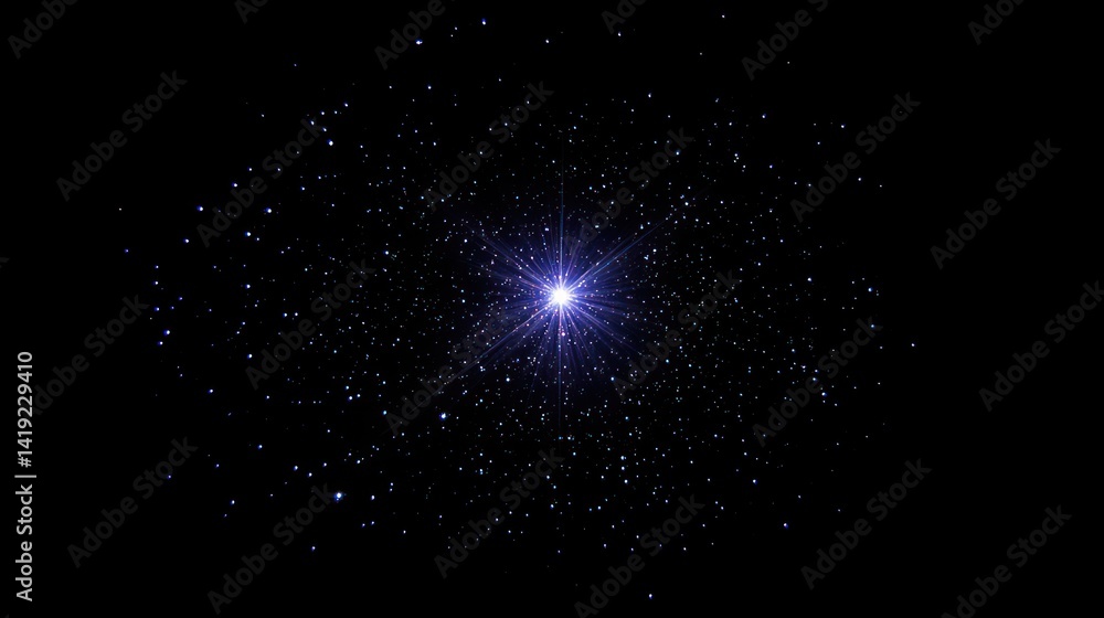 Obraz premium Cosmic explosion, brilliant light source surrounded by glittering particles