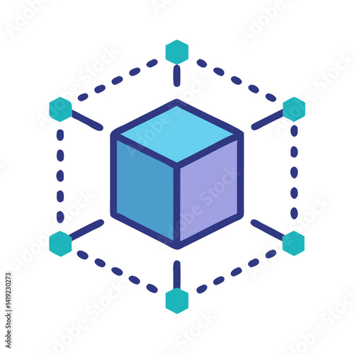 3D Cube Icon Representing Product Design and Modeling