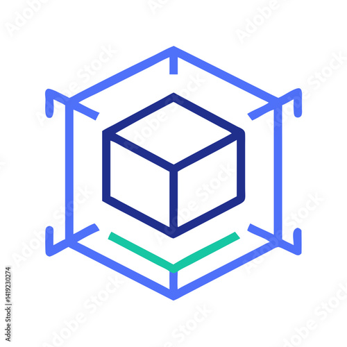 3D Cube Icon Representing Product Design and Modeling