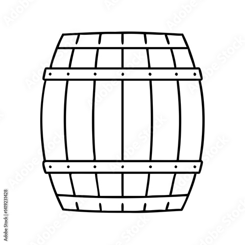 oak wine barrel icon, oak wine barrel line art - simple line art of oak wine barrel, perfect for oak wine barrel logos and icons