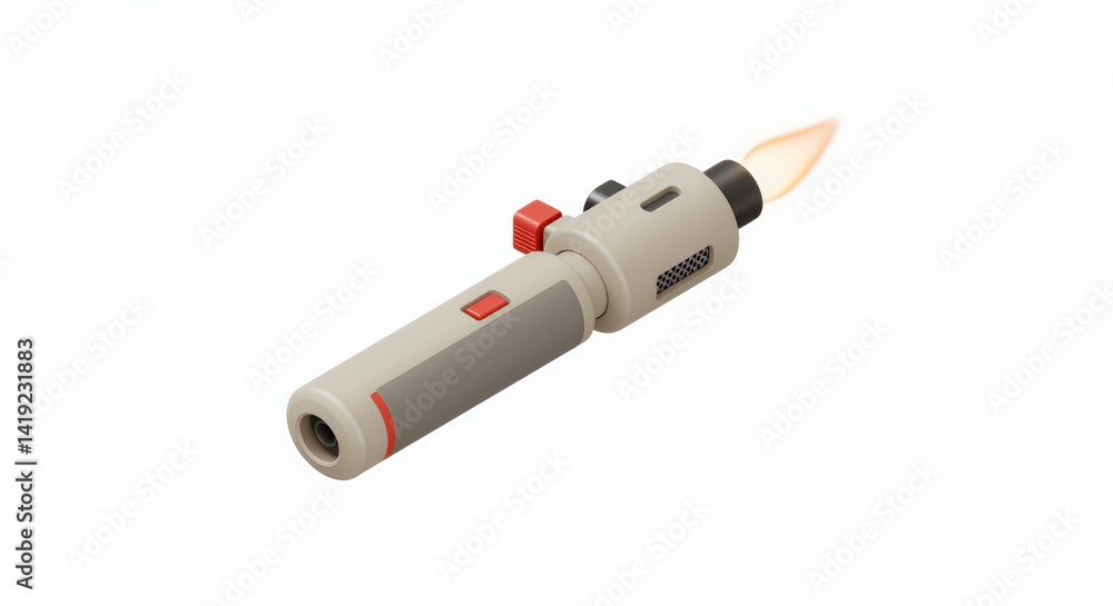 Beige Kitchen Torch with Red Accents 3D Rendering Isometric White Background Beige Kitchen Torch with Red Accents 3D Rendering Isometric White Background
