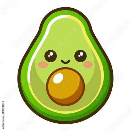 A cheerful avocado sticker featuring a smiley face, showcasing a playful and friendly design.