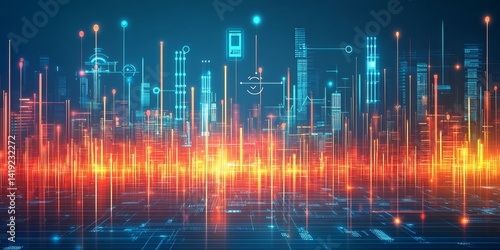 Wallpaper Mural Futuristic Cityscape of Digital Connections Torontodigital.ca