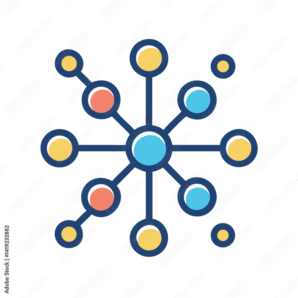 Connected Neural Nodes Icon Representing Network and Brain-like Connectivity Connected Neural Nodes Icon Representing Network and Brain-like Connectivity