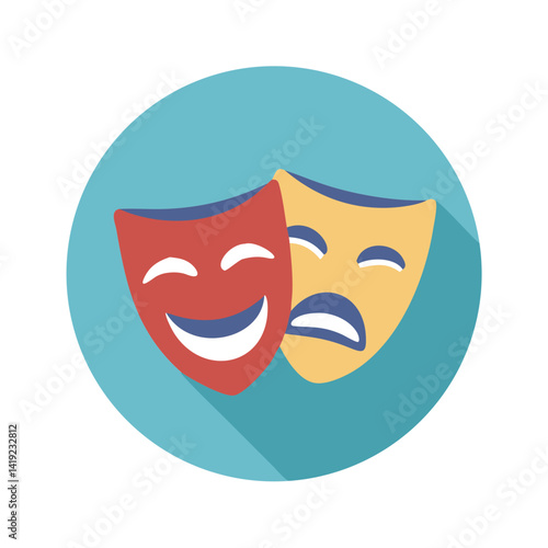 Comedy and Tragedy Masks Icon Representing Theater and Dramatic Arts