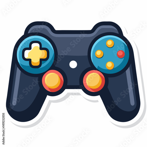 A sticker featuring a game controller design on a plain white background.
