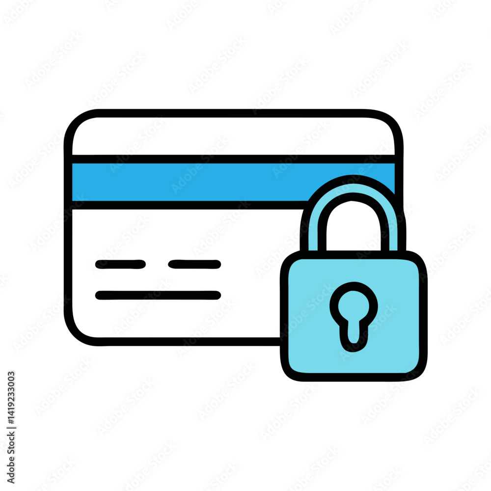 Credit Card with Lock Icon Representing Secured Payment and Financial Protection Credit Card with Lock Icon Representing Secured Payment and Financial Protection