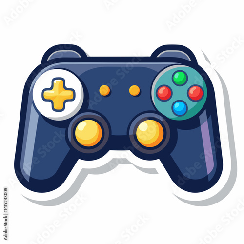 A sticker featuring a game controller design on a plain white background.