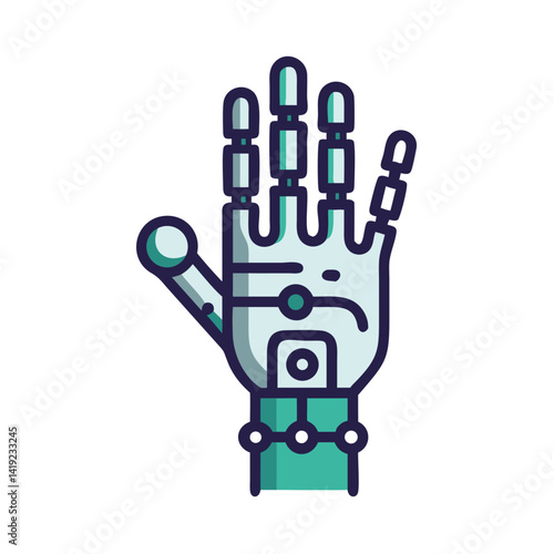 Cybernetic Hand Icon Representing Bionic Prosthesis and Advanced Limb Technology
