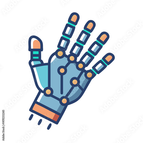 Cybernetic Hand Icon Representing Bionic Prosthesis and Advanced Limb Technology