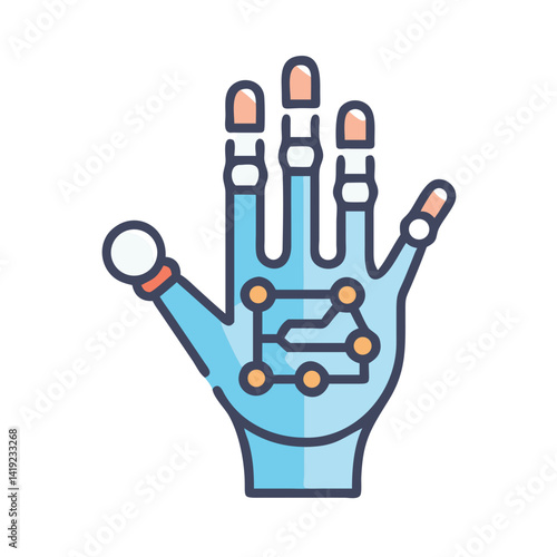 Cybernetic Hand Icon Representing Bionic Prosthesis and Advanced Limb Technology
