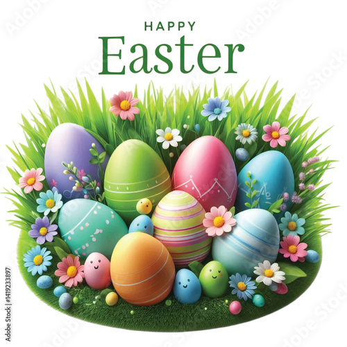 Colorful Eggs of happy easter day