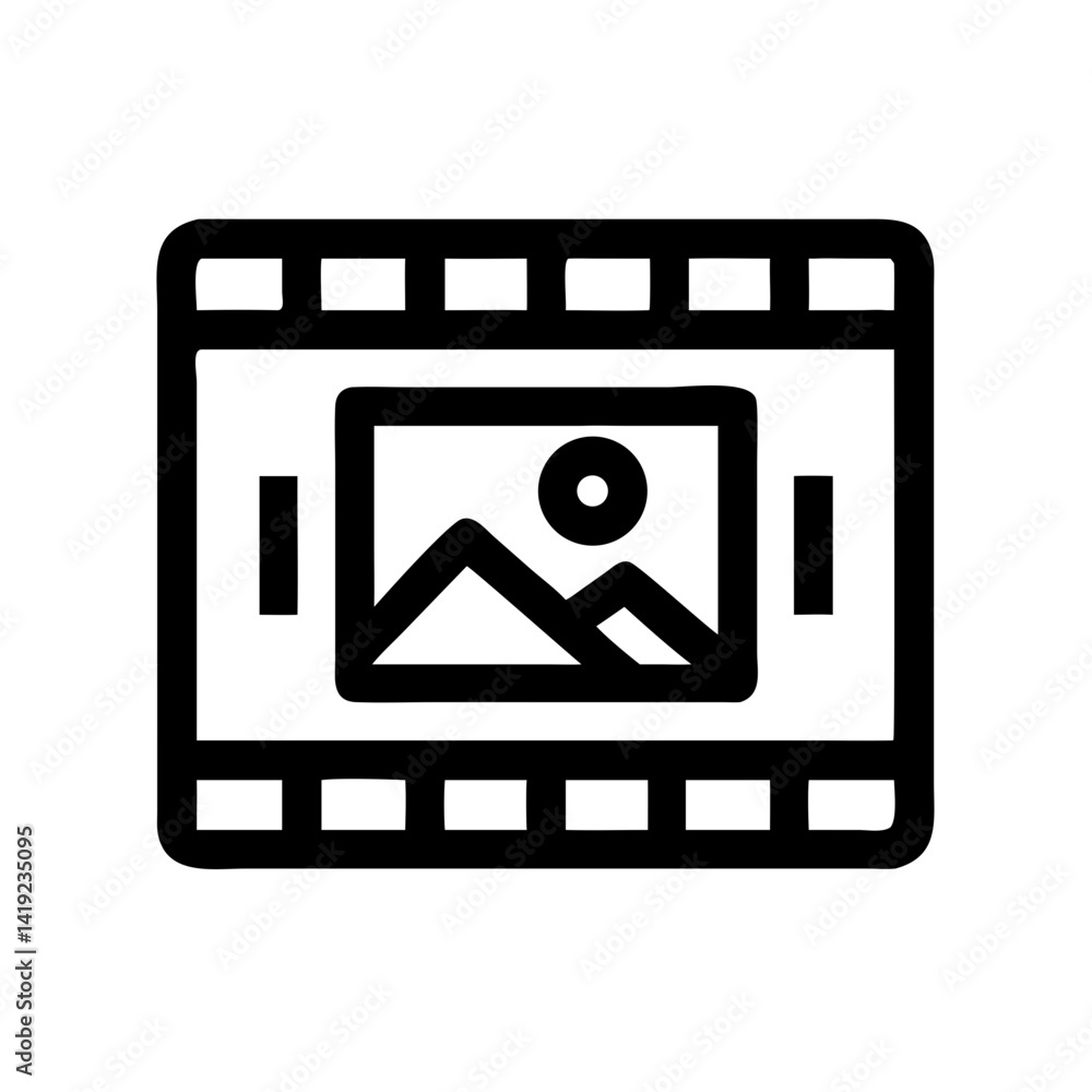 Film Frame Icon Representing Motion Picture and Cinematic Media Film Frame Icon Representing Motion Picture and Cinematic Media