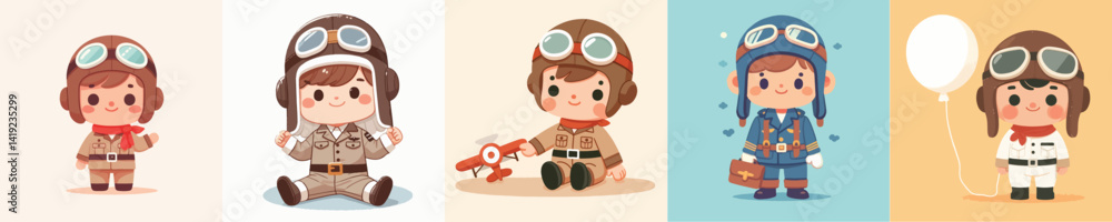 vector of little boy wearing pilot costume vector of little boy wearing pilot costume