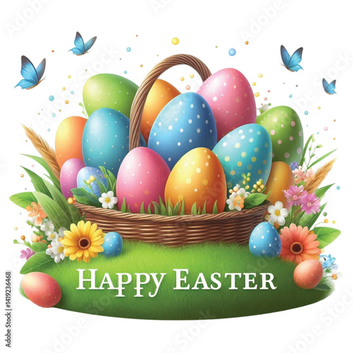 Colorful Eggs of happy easter day