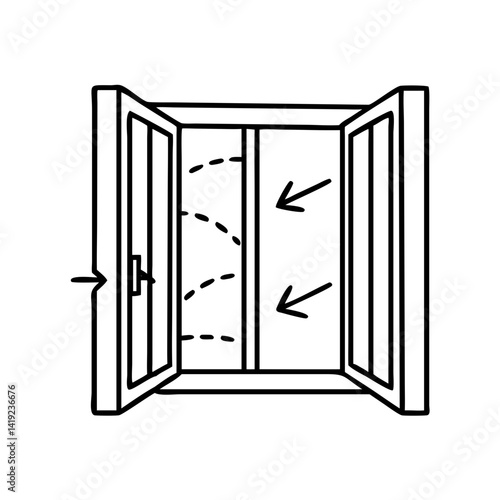 open window for fresh air icon, open window for fresh air line art - simple line art of open window for fresh air, perfect for open window for fresh air logos and icons