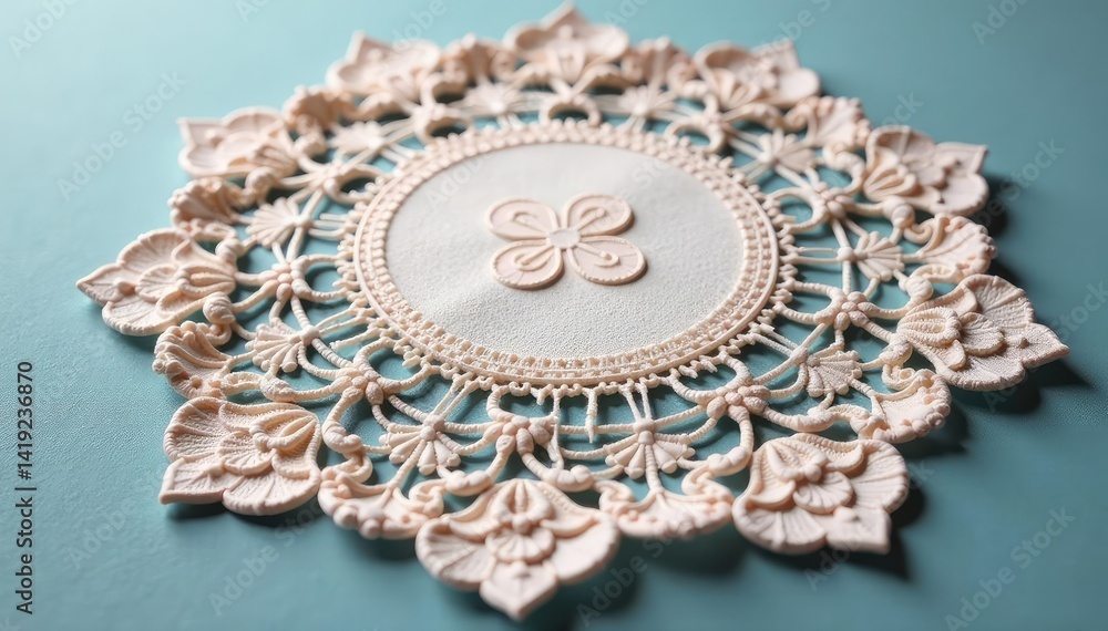 Obraz premium Intricate floral lace doily, delicate texture , pattern, embroidery