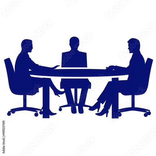Three business professionals engaged in a meeting around a conference table, discussing strategies with a focus on collaboration and decision-making , isolated on white or transparent png