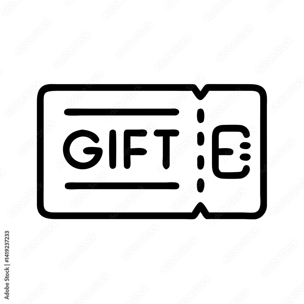 Gift Card with Tear Line Icon Representing Redeemable Voucher and Discount Gift Card with Tear Line Icon Representing Redeemable Voucher and Discount