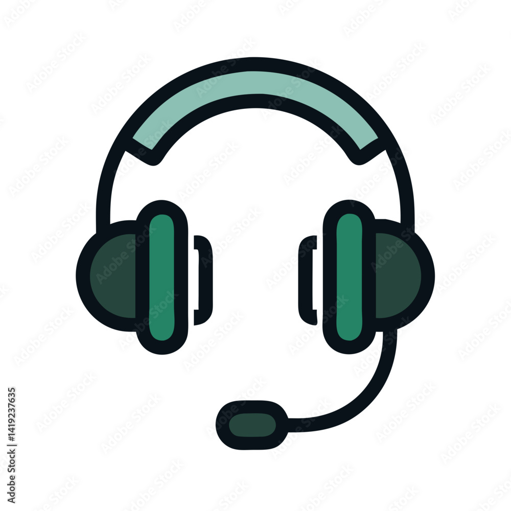 Headset Icon Representing Tactical Communication and Audio Equipment Headset Icon Representing Tactical Communication and Audio Equipment