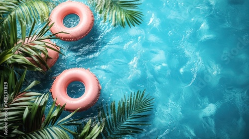 Summer sale background with pool water texture and vibrant promotional text