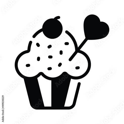 Get a sight of this creamy cupcake glyph style icon